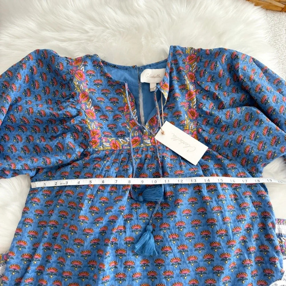 Cleobella Magdalena Mini Dress Lotus Blue Pink Mixed Printed Tie Waist S New - Picture 10 of 12